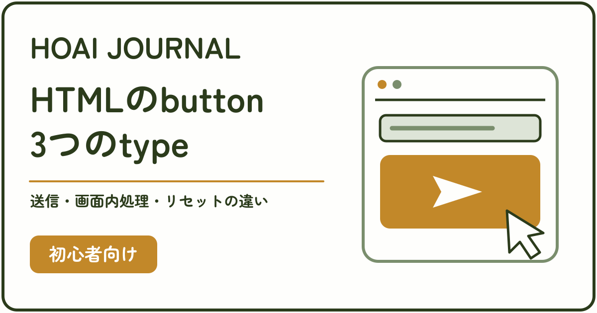 HTMLのbuttonタグと3つのtypeを解説する記事のアイキャッチ