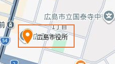 名称列を選び、広島市役所のピンの横に名前が表示された画面